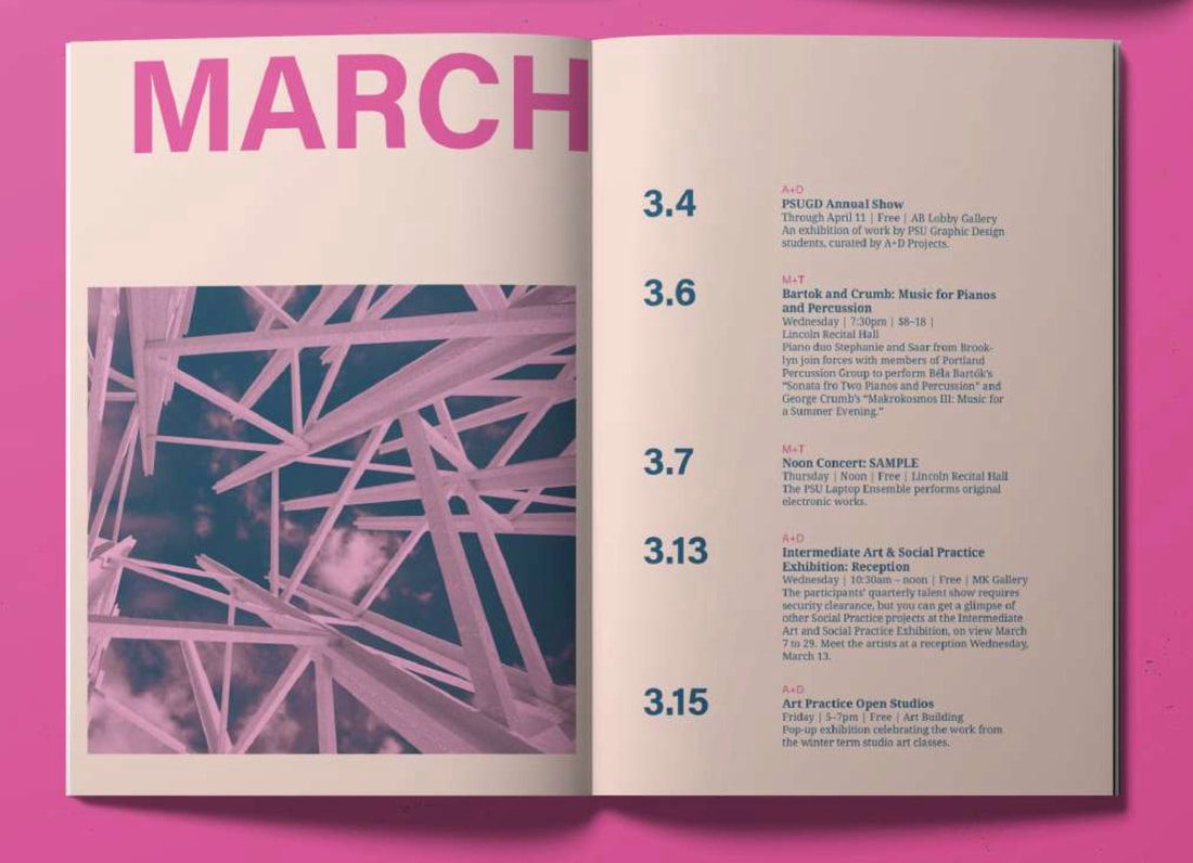 College of the Arts events calendar booklet cover
